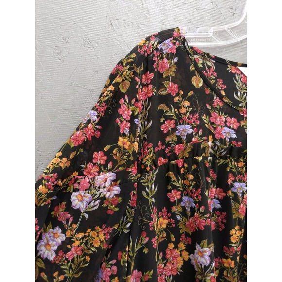 Time and Tru Floral Print Long Sleeve Casual Dress Tunic Ruffle Sz XXL - Picture 2 of 9